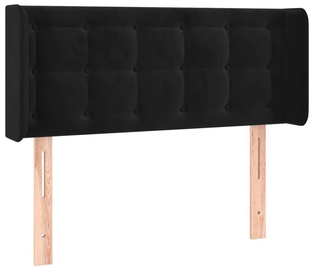 Κεφαλάρι με Πτερύγια Μαύρο 83x16x78/88 εκ. Βελούδινο - Μαύρο