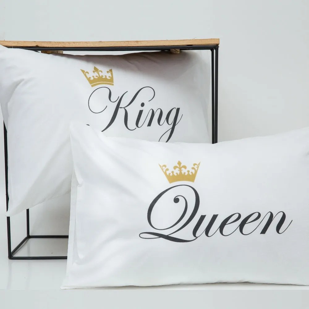 Ζεύγος Μαξιλαροθήκες Queen&amp;King Λευκό  2  50 x 70 cm 041601071017