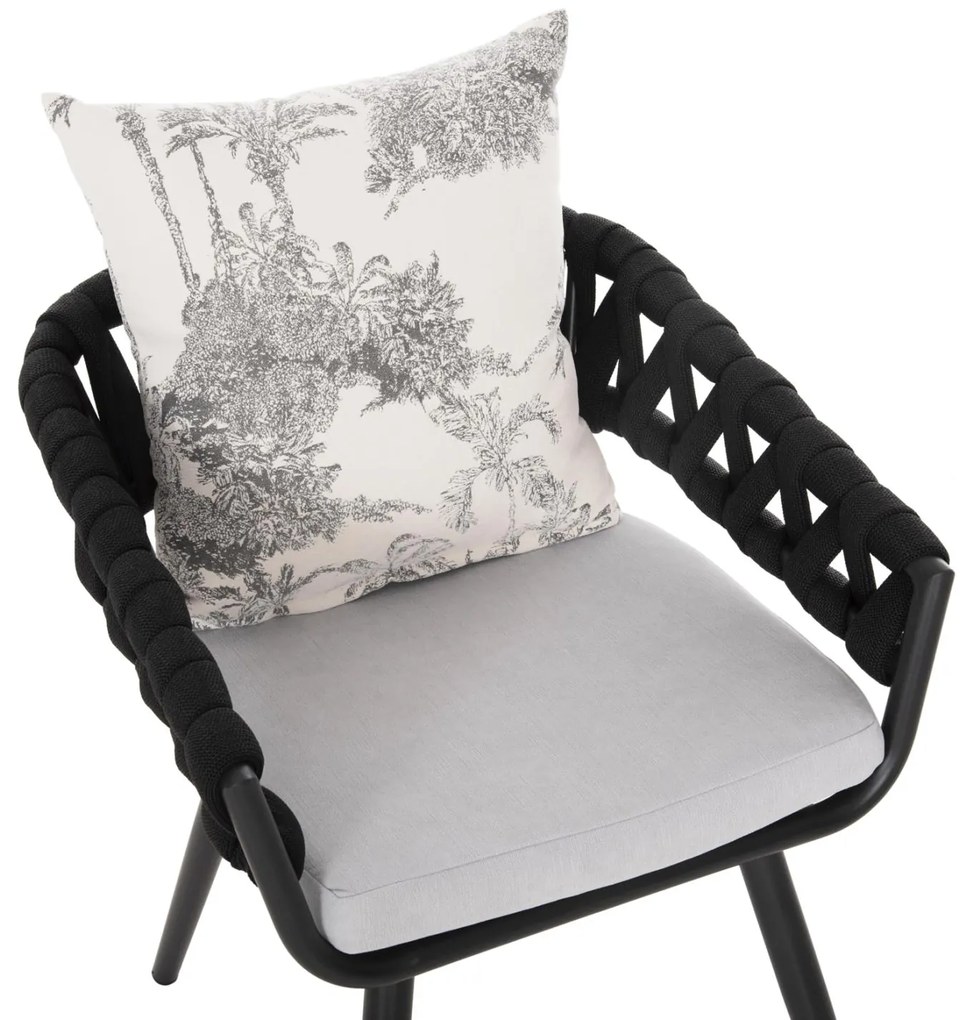 Καρέκλα - Πολυθρόνα CAMDEN C6141.01 Ανθρακί Αλουμινίου με Εκρού Μαξιλάρια σε Σχέδιο Print 56x60x72-87Υεκ. 56x60x87 εκ.