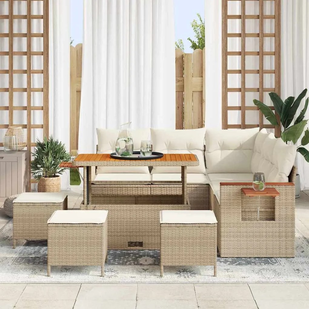 vidaXL Σετ Καναπέ Κήπου 9 pcs μπεζ και κρεμ 110 x 55 x 71 εκ