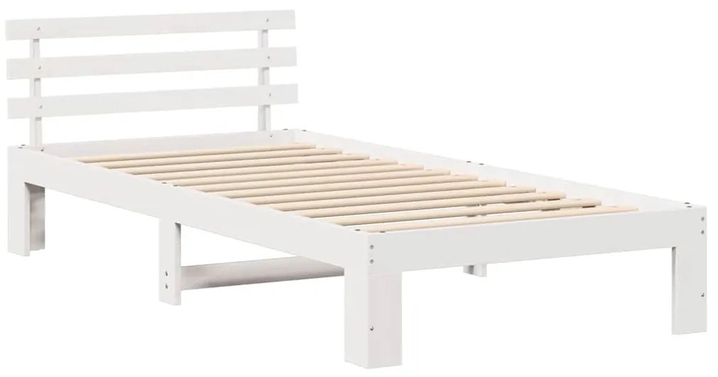 vidaXL Σκελετός Κρεβατιού Λευκό 75 x 190 cm Μασίφ ξύλο πεύκου