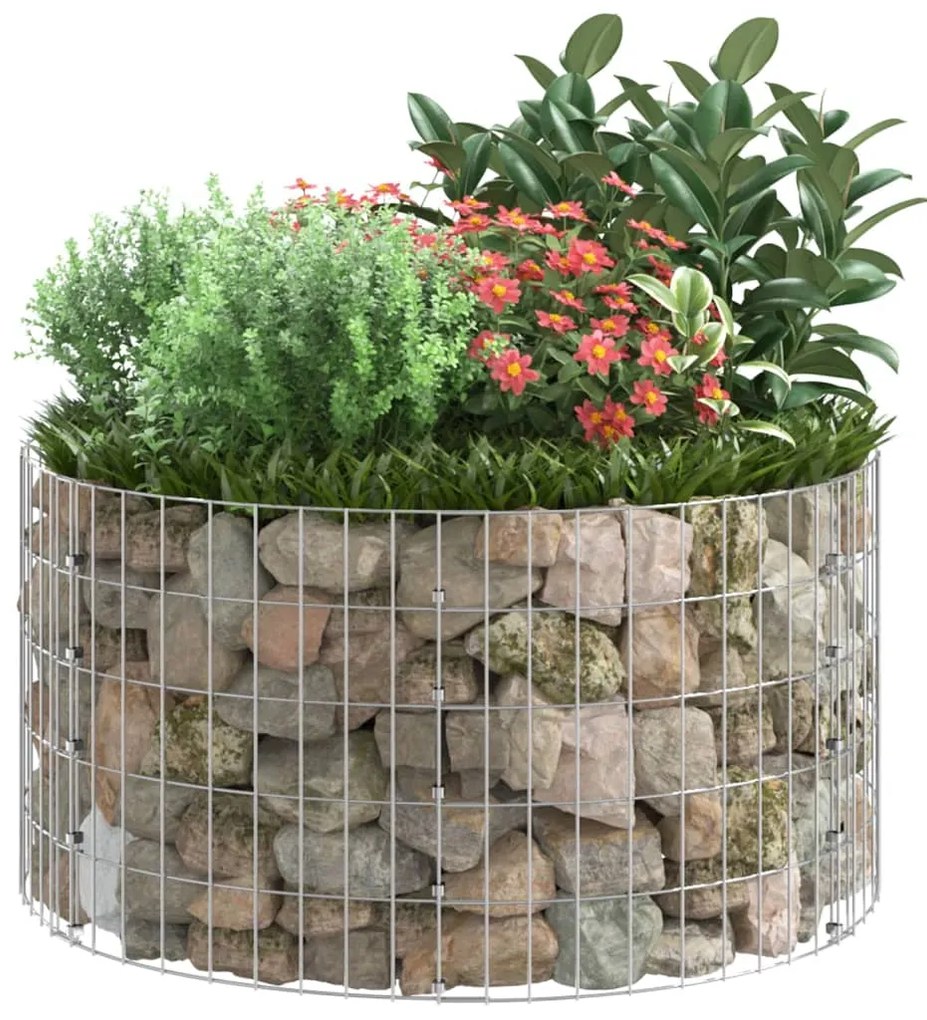 vidaXL Συρματοκιβώτιο-Γλάστρα Στύλος Κυκλική Ø100x50 εκ. Γαλβ. Χάλυβας