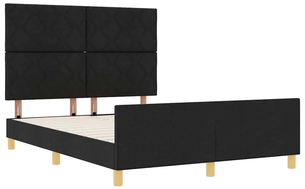vidaXL Σκελετός Κρεβατιού με κεφαλάρι Μαύρο 140 x 200 cm ύφασμα