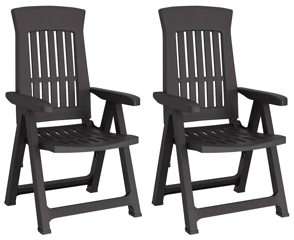 vidaXL Καρέκλες Κήπου Ανακλινόμενες 2 τεμ. Ανθρακί από Πολυπροπυλένιο