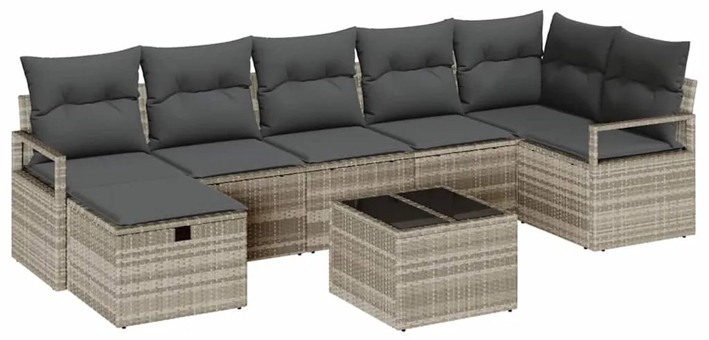 vidaXL Σετ Καναπέ με μαξιλάρι 8 pcs Ανοιχτό γκρι συνθετικό ρατάν
