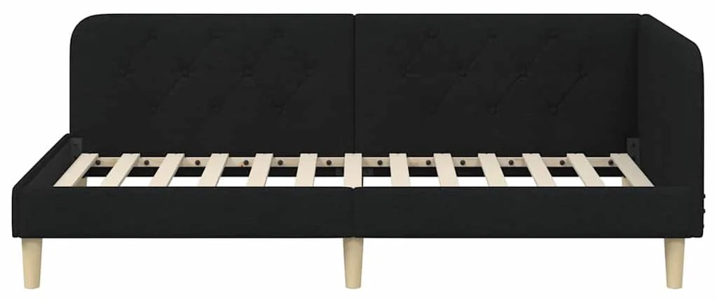 vidaXL Κρεβάτι Γωνίας με κεφαλάρι Μαύρο 90 x 200 cm ύφασμα