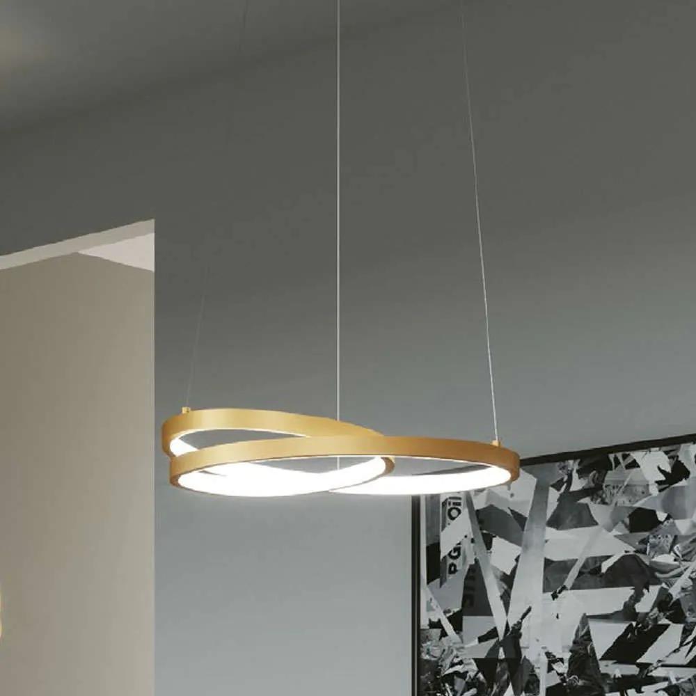 Φωτιστικό Οροφής  Lieve LED-LIEVE-S-ORO 30W Led Φ40cm 150cm Gold Luce Ambiente Design Αλουμίνιο