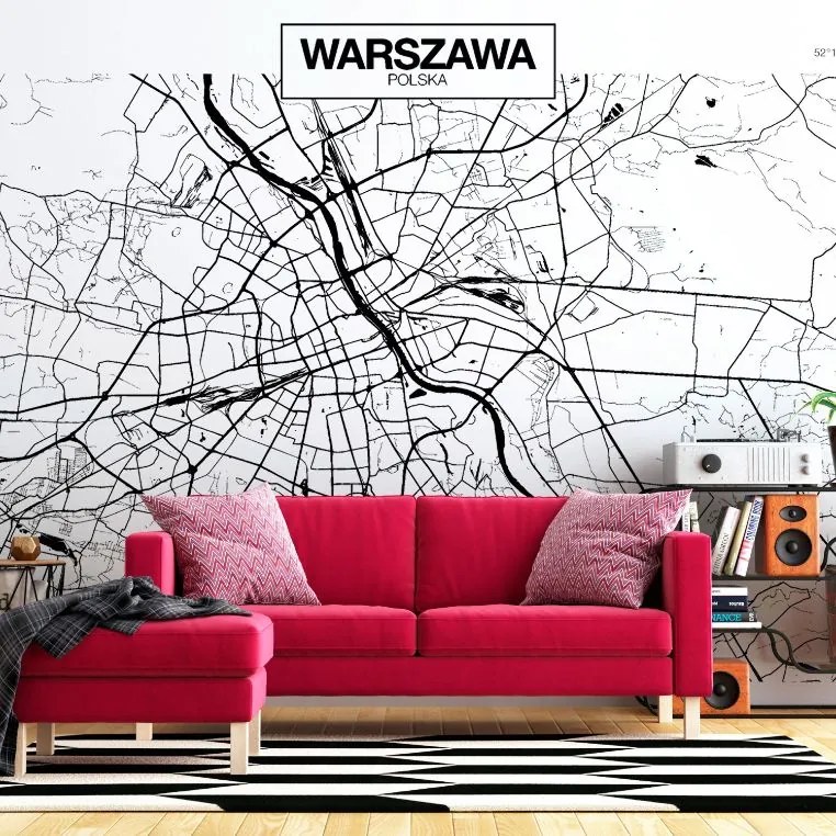 Αυτοκόλλητη φωτοταπετσαρία - Warsaw Map - 98x70