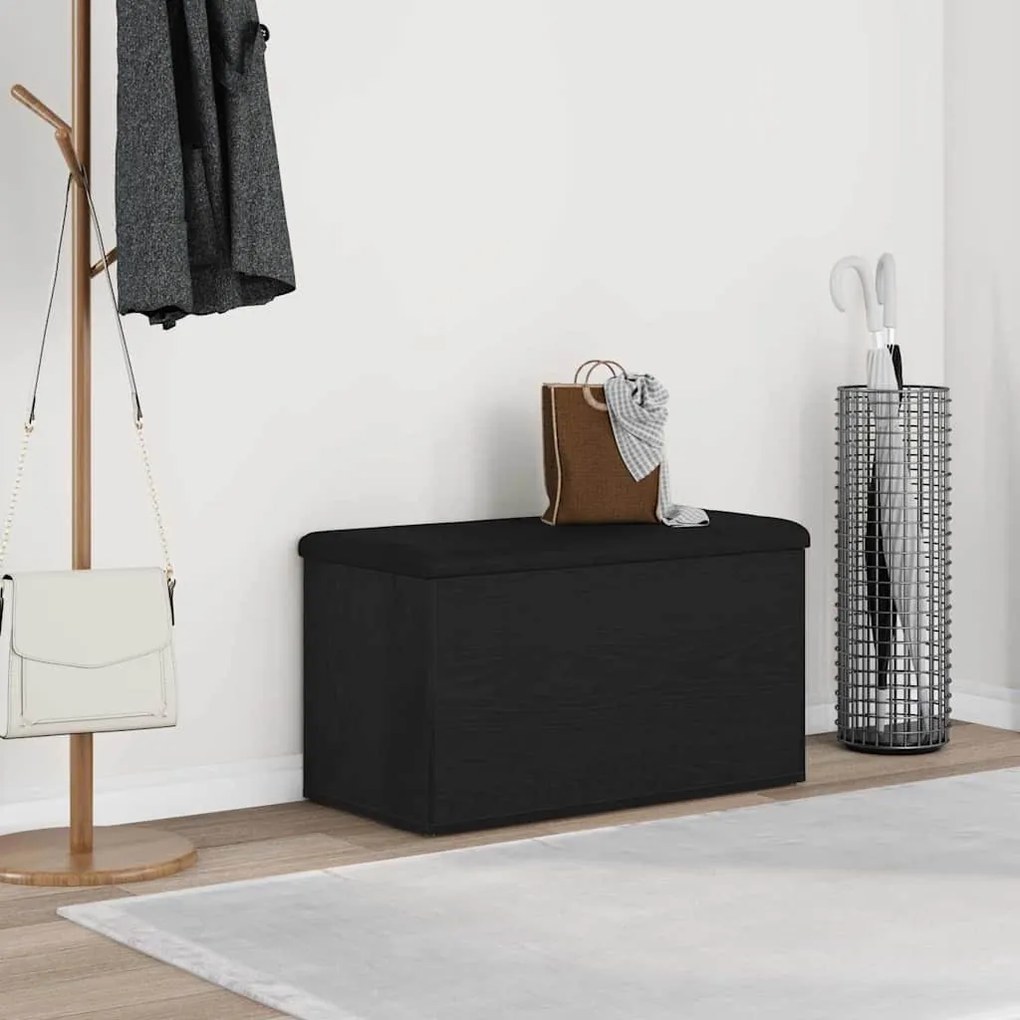 vidaXL Παγκάκι Αποθήκευσης Μαύρο Δρυς 80x40x45 εκ. Μηχανικά Κατασκευασμένο Ξύλο