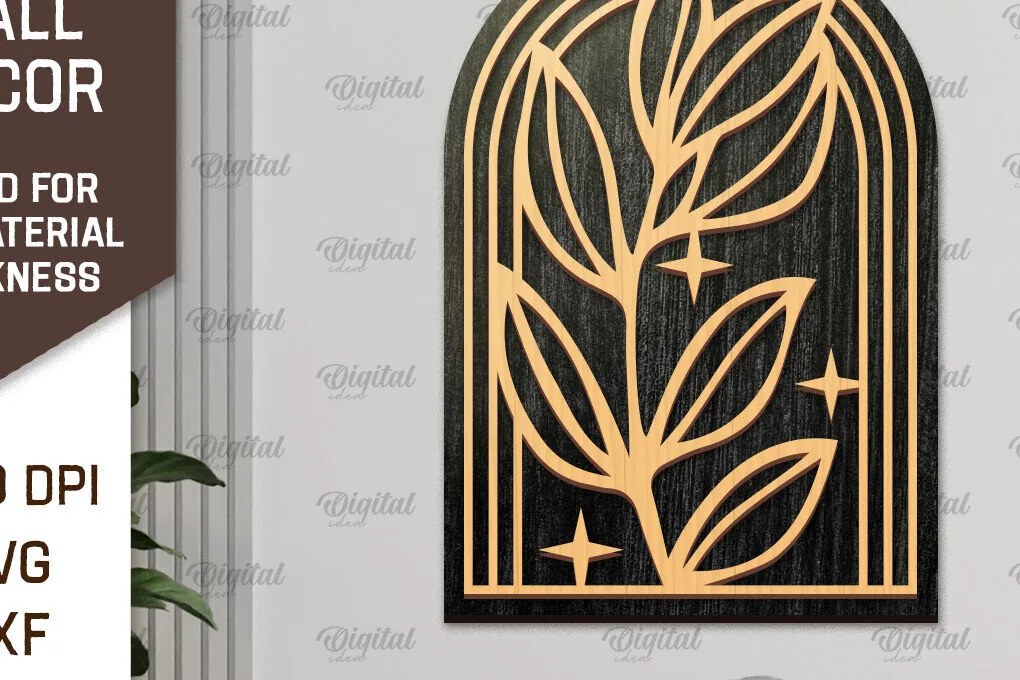 Σετ των 2 Intra απο ξύλο plywood 3mm-4mm πάχος Σχέδιο κοπής με λέιζερ διακόσμηση τοίχου Boho Δίασταση 30x20 cm INTRAFABR-103399155