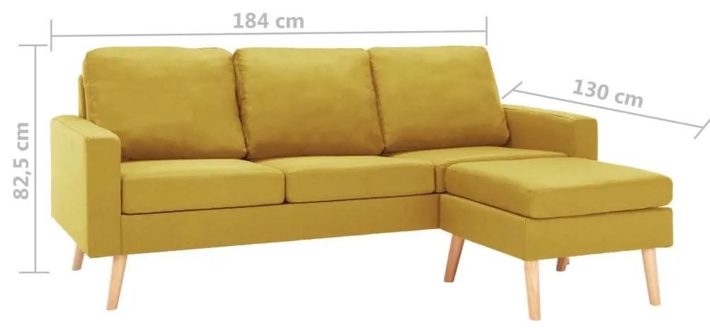 Καναπές Τριθέσιος με Υποπόδιο Κίτρινος Υφασμάτινος - Κίτρινο