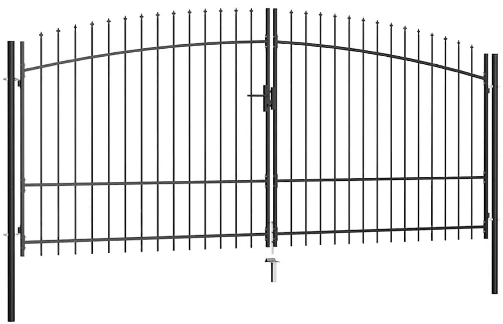 vidaXL Πόρτα Περίφραξης Διπλή με Λόγχες 400 x 225 εκ.