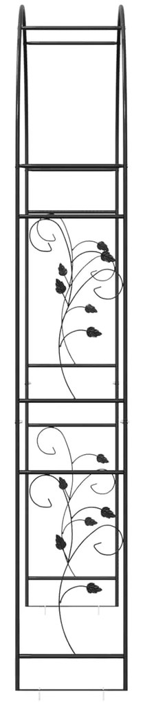 vidaXL Κήπος Αψίδα Floral Μαύρο 115 x 37 x 231 εκ.