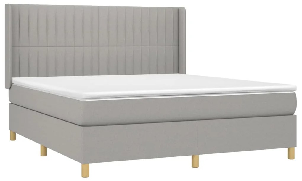 vidaXL Κρεβάτι Boxspring με Στρώμα & LED Αν.Γκρι 160x200εκ. Υφασμάτινο