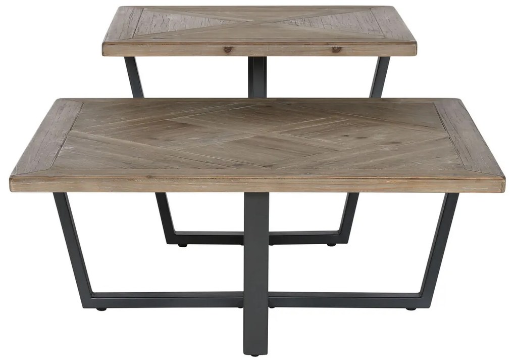 Τραπεζάκι Καφέ Home ESPRIT Μαύρο Φυσικό Μέταλλο ξύλο ελάτου 118 x 78 x 45 cm