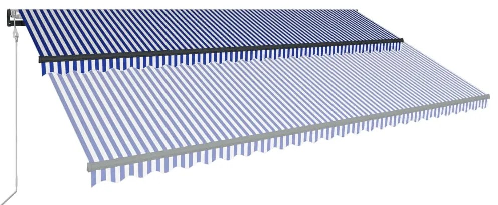 vidaXL Τέντα Συρόμενη Αυτόματη Μπλε / Λευκό 600 x 300 εκ.