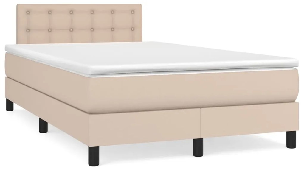 vidaXL Κρεβάτι Boxspring με Στρώμα Καπουτσίνο 120x200εκ.από Συνθ.Δέρμα