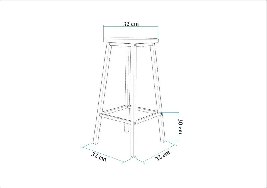 Σκαμπό Λευκό GODER 32x32x65
