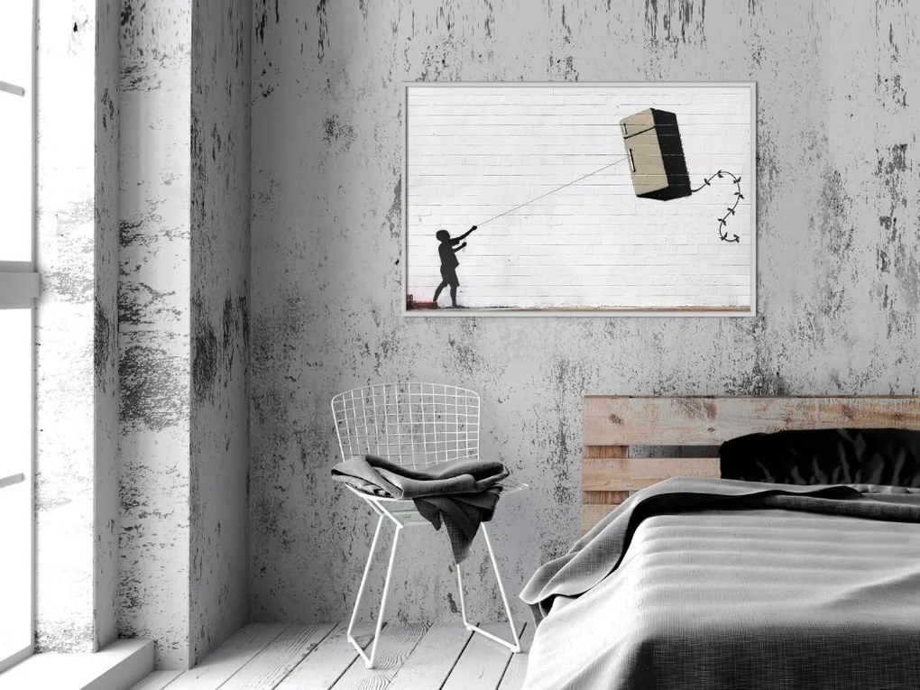 Αφίσα - Banksy: Fridge Kite - 30x20 - Χρυσό - Με πασπαρτού