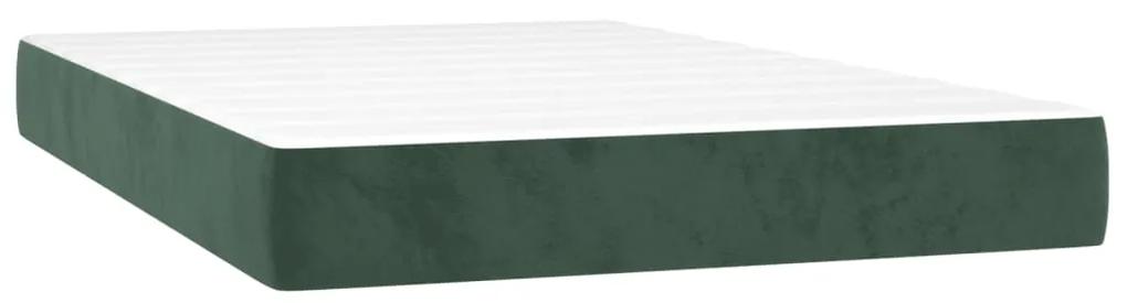 vidaXL Κρεβάτι Boxspring με Στρώμα Σκούρο Πράσινο 120x200εκ. Βελούδινο
