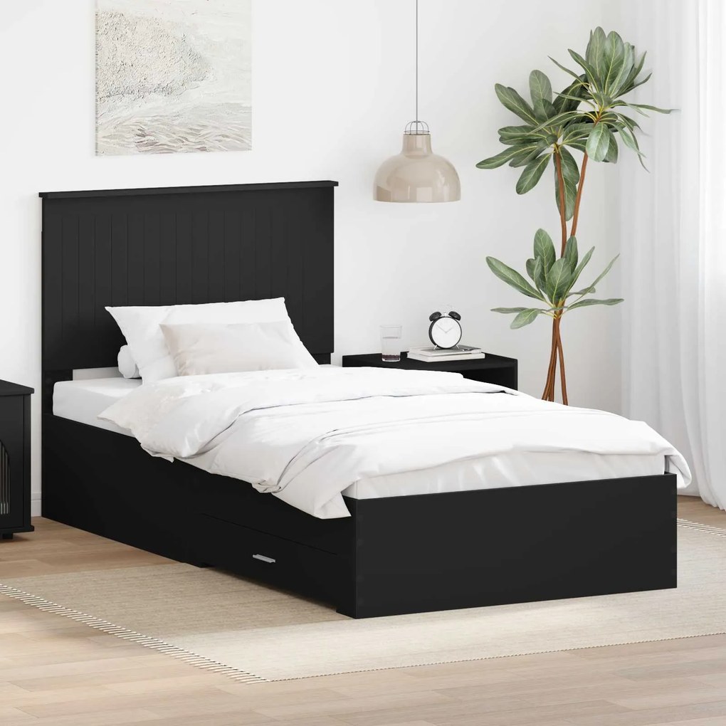 vidaXL Σκελετός Κρεβατιού με κεφαλάρι Μαύρο και Ασημί 100 x 200 cm