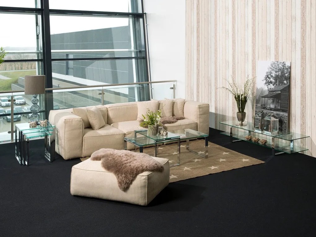 Σετ τραπεζιών περιοδικών Oakland 172, Ασημί, 37x55x115cm, Γυαλί, Γωνιακός
