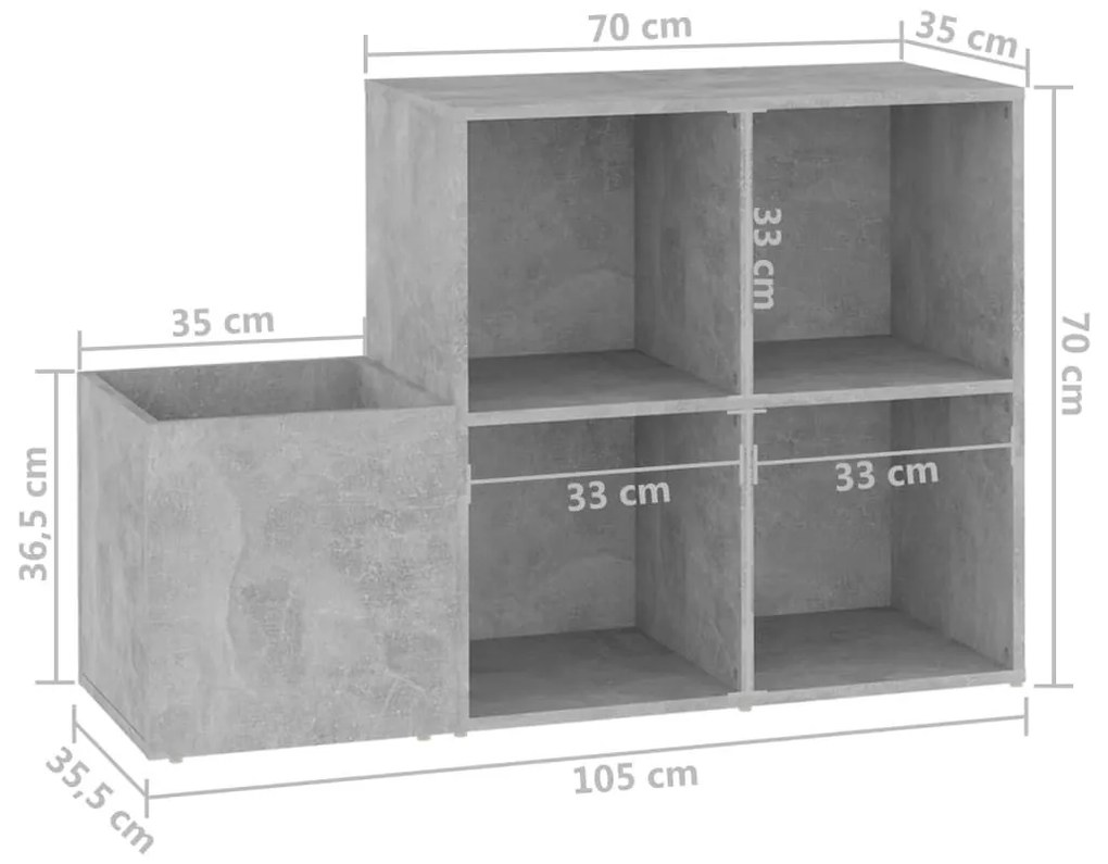 Παπουτσοθήκη Χολ Γκρι Σκυροδ. 105 x 35,5 x 70 εκ. Επεξ. Ξύλο - Γκρι