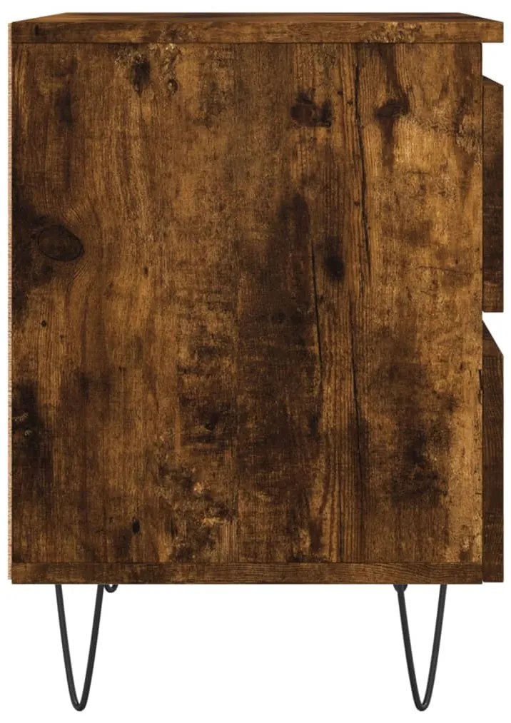 vidaXL Κομοδίνα 2 τεμ. Καπνιστή Δρυς 40x35x50 εκ. Επεξεργασμένο Ξύλο