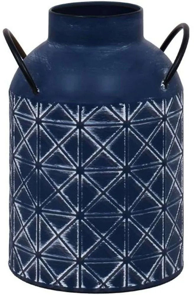 Βάζο Μεταλλικό 128-123-076 21x17,5x27,5cm Blue Metal