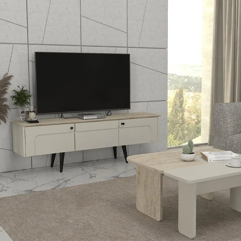 Έπιπλο τηλεόρασης Sevilla Megapap χρώμα sandstone - travertine 150x35x45,6εκ. - GP042-0301,1