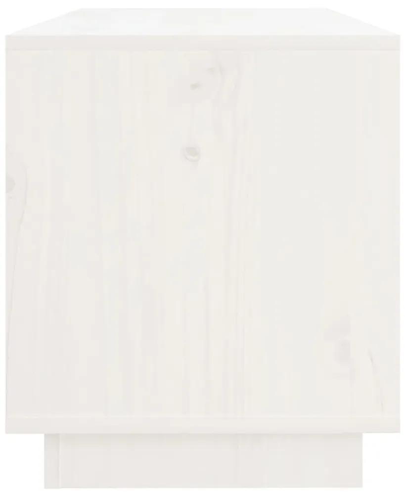 Έπιπλο Τηλεόρασης Λευκό 74 x 34 x 40 εκ. από Μασίφ Ξύλο Πεύκου - Λευκό