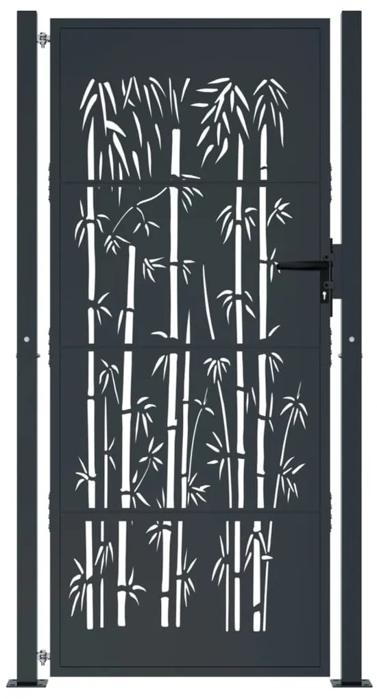 vidaXL Πόρτα Κήπου Ανθρακί 100x175 εκ. Σχέδιο Ατσάλινου Μπαμπού