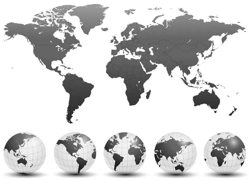 Εικόνα σφαιρών από φελλό με παγκόσμιο χάρτη σε ασπρόμαυρο σχέδιο - 120x80  flags