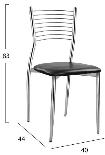 Καρέκλα ELVIRA Μεταλλική με Κάθισμα Μαύρο PU 40x44x83εκ. 6αδα 40x44x83 εκ.