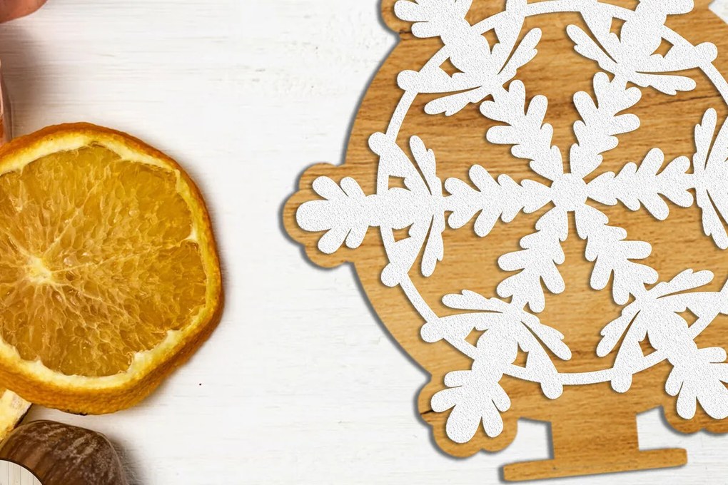 Σετ των 3 Intra απο ξύλο plywood 3mm-4mm πάχος Χριστουγεννιάτικη βάση στολίδι με νιφάδα χιονιού Δίασταση 4x4 cm INTRAFABR-109058093