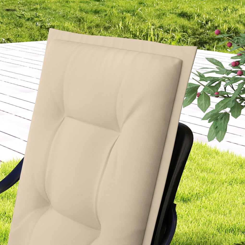 Outsunny Σετ 4 τεμαχίων Μαξιλάρια Καθίσματος 108 x 50 x 5 cm Μαξιλάρια Καρέκλας με κορδόνια, Μπεζ