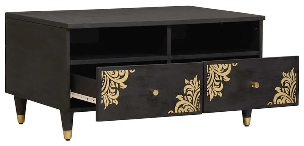 vidaXL Τραπεζάκι σαλονιού Μαύρο 80 x 54 x 40 εκ Στερεό ξύλο μάνγκο