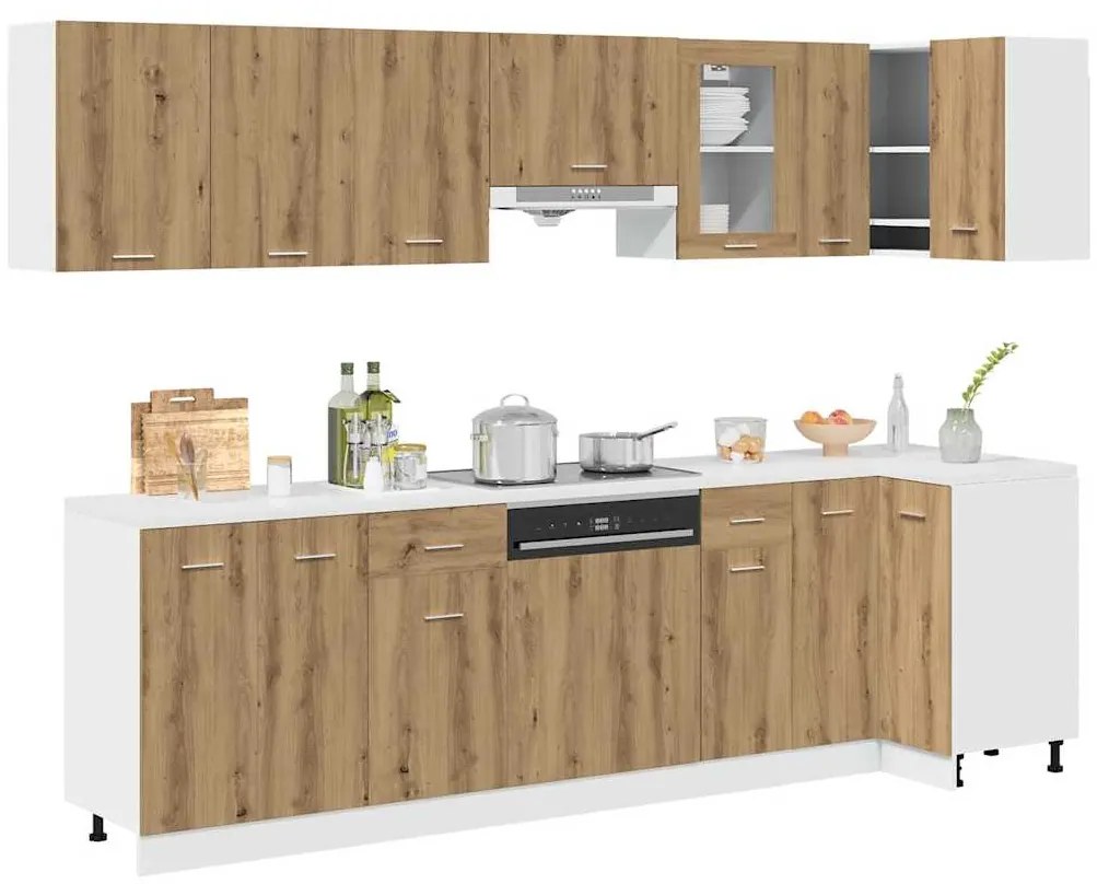 vidaXL 11 τεμαχίων σετ ντουλαπιών κουζίνας Artisan Oak Engineered Wood