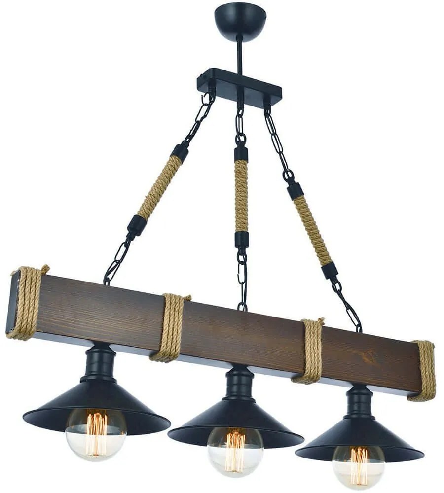 Φωτιστικό Οροφής - Ράγα Kutuk 890BCN1121 70x22x75cm 3xE27 40W Walnut-Black Opviq