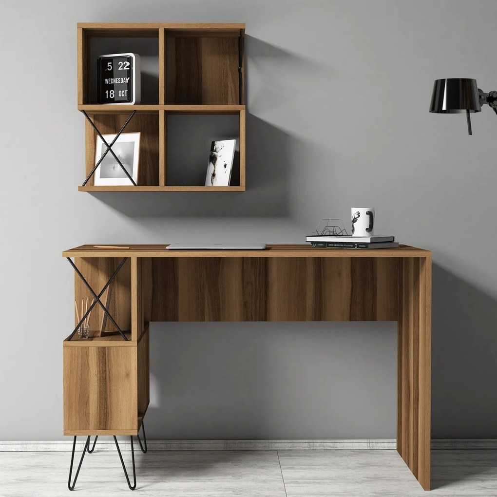 Study Desk &amp; Bookshelf Extra 2 - Walnut Walnut
Black