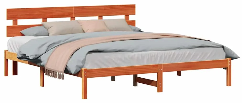 vidaXL Σκελετός Κρεβατιού Καφέ 180 x 200 cm Μασίφ ξύλο πεύκου