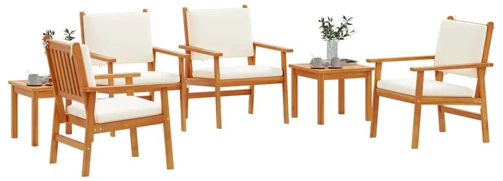 vidaXL Σετ Καναπέ Κήπου 6 pcs Καφέ 45 x 45 x 38 εκ. Μασίφ ξύλο ακακίας