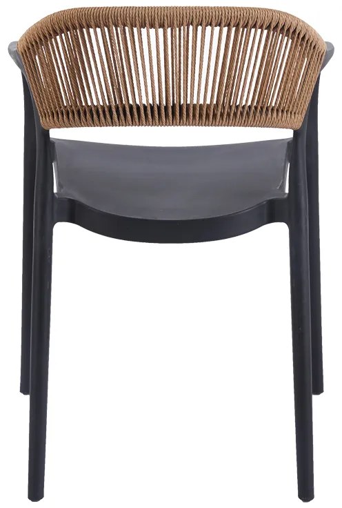 Πολυθρόνα Ankara pakoworld στοιβαζόμενη pp-pe rattan σε μαύρη-φυσική απόχρωση 54x55.5x77εκ