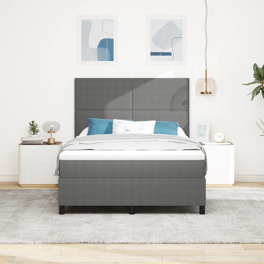 vidaXL Κρεβάτι με Σπαστό Στρώμα & LED Γκρι Βελούδινο 140x200 εκ.