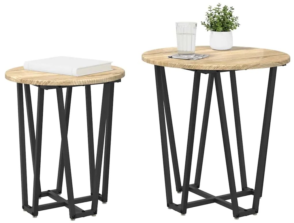 vidaXL Σετ βοηθητικά τραπεζάκια 2 pcs Βελανιδιά Σονομά και Μαύρο