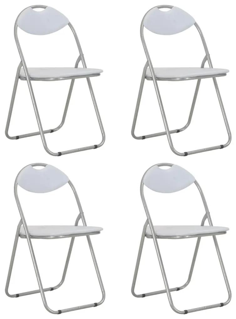 Καρέκλες Τραπεζαρίας Πτυσσόμενες 4 τεμ. Λευκές Συνθετικό Δέρμα - Λευκό