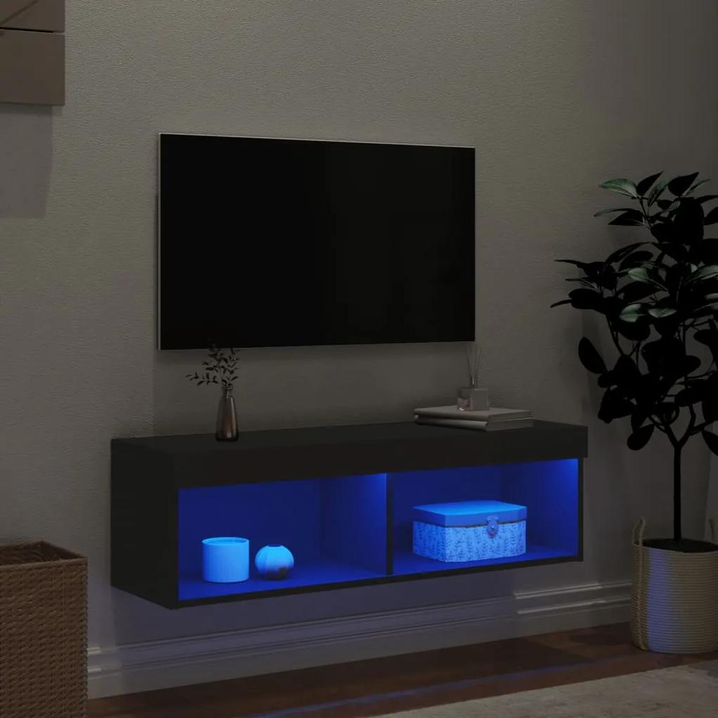 vidaXL Έπιπλο Τηλεόρασης με LED Μαύρο 100x30x30 εκ.