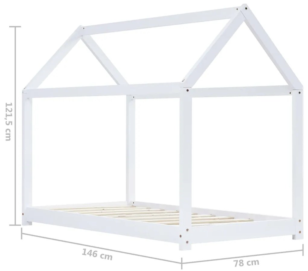 Πλαίσιο Κρεβατιού Παιδικό Λευκό Τύπου Montessori 70 x 140 εκ. Μασίφ Ξύλο Πεύκου - Λευκό