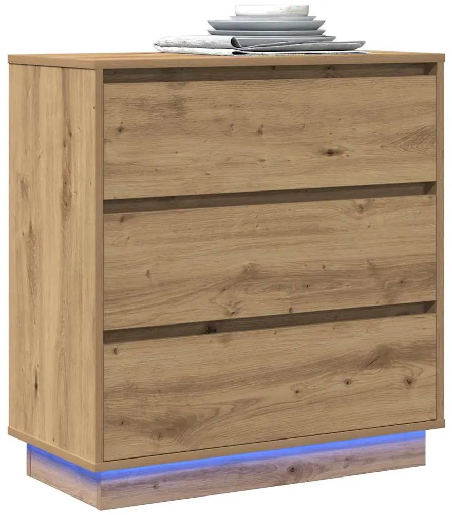 vidaXL Κομοδίνο με artisan δρυς 71 x 34.5 x 75 εκ. Επεξεργασμένο ξύλο