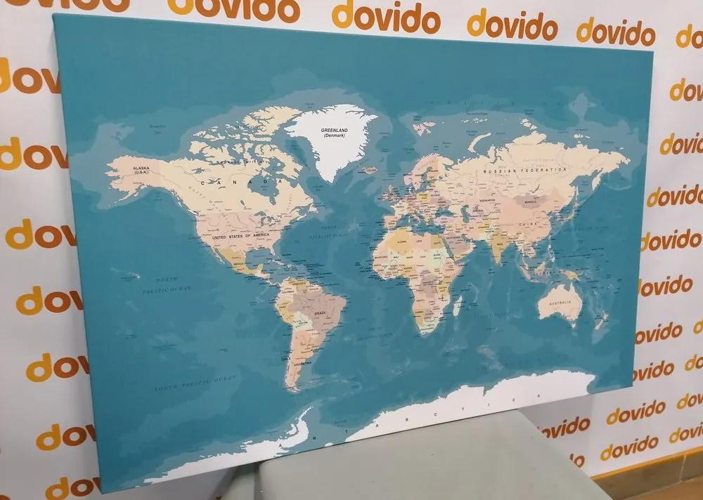Εικόνα στο φελλό του μοντέρνου vintage παγκόσμιου χάρτη - 90x60  transparent